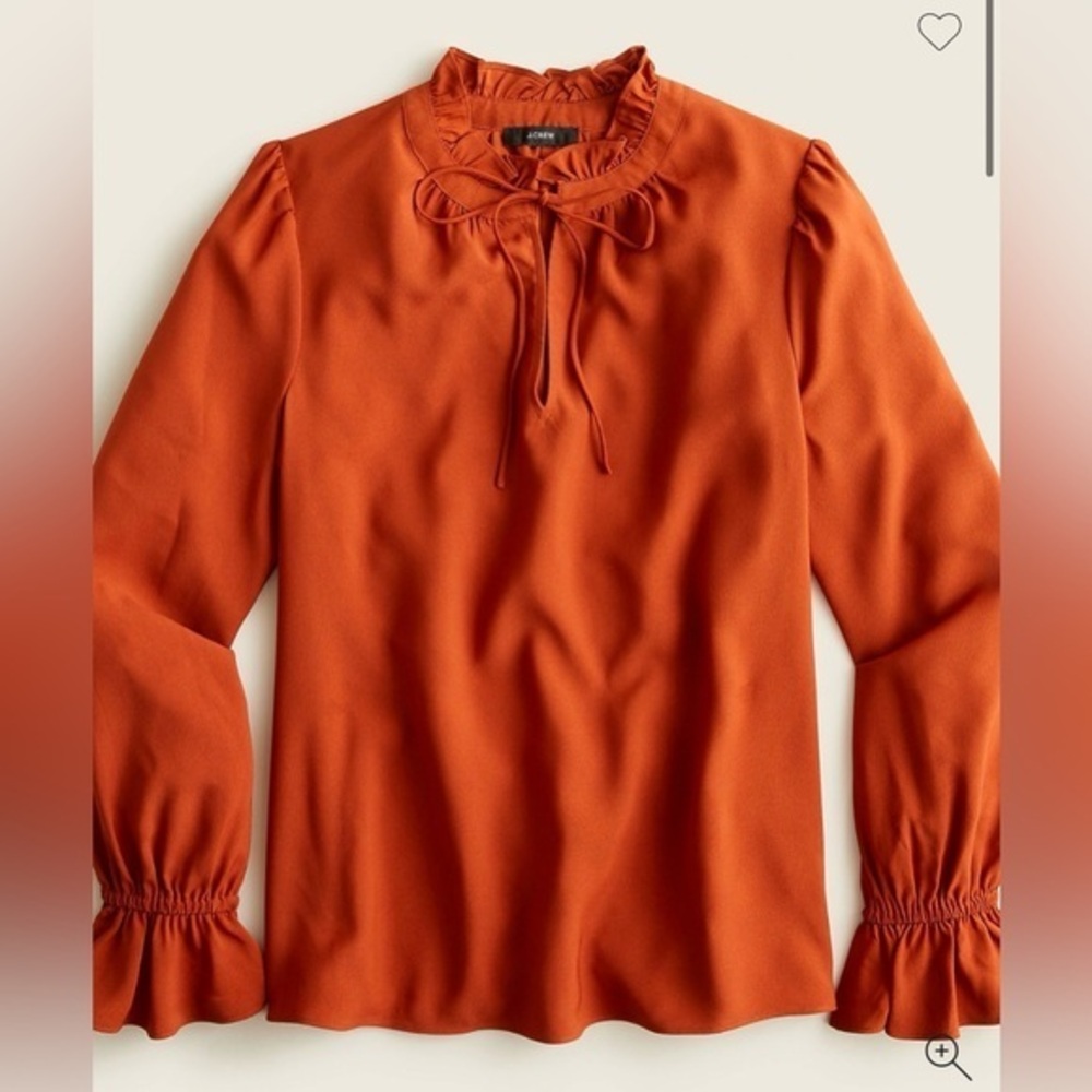 J. Crew Gathered Ruffle Drapey Top Deep Ember Small